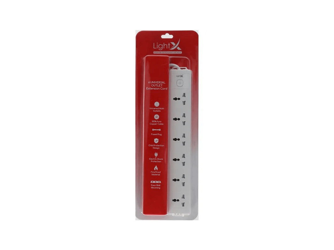 LightX Power Extension 3M & 6 Socket in Qatar LightX Power Extension 3M & 6 Socket in Qatar